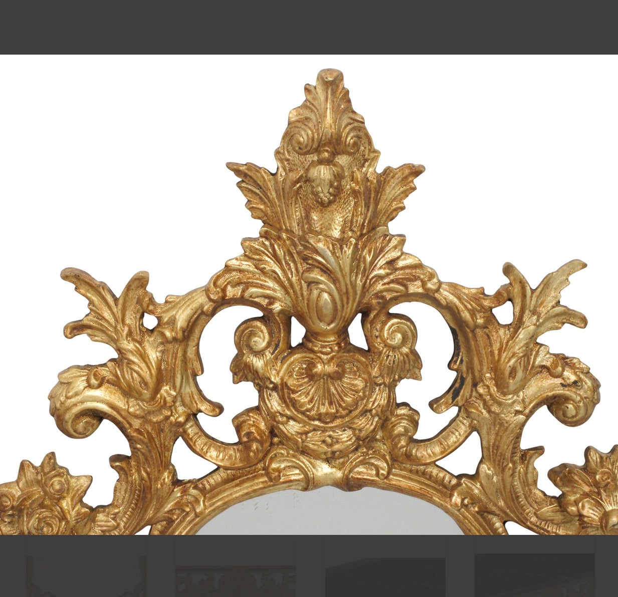 Antique Rococo Bronze Doré Console Table & Mirror with Marble Top