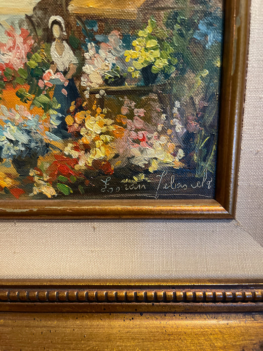 Original Oil Painting by Zoran Jelascek – Romantic Flower Market Scene