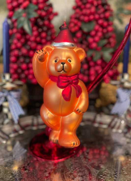 XLarge Teddy Bear Mercury Glass Ornament by Dept 56, Vintage