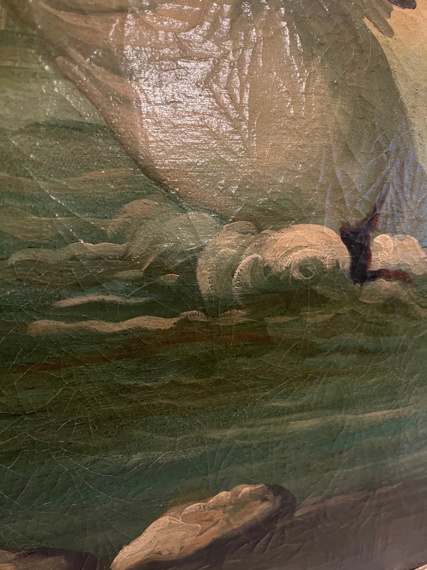 “White Swan” After Ira Monte (b.1918) , 32” x 48” , Vintage Heirloom Artwork