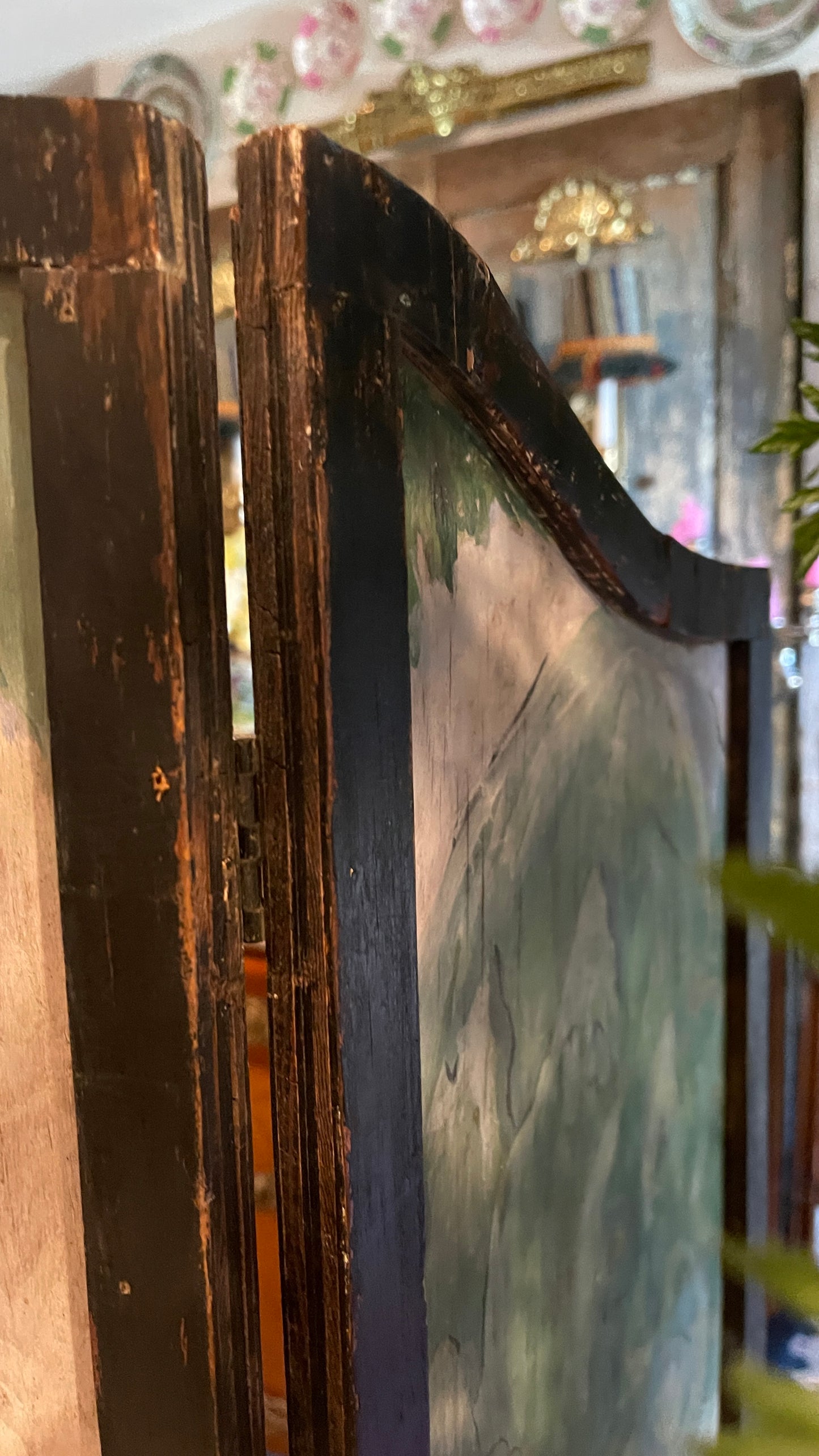 Early 20th Century Hand-Painted Storybook Fireplace Screen with Girl & Geese