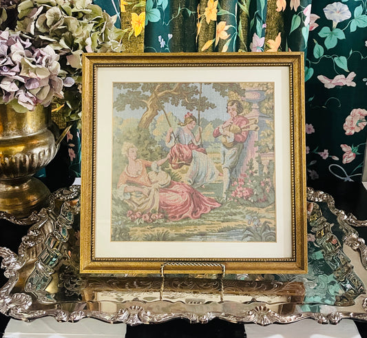 Vintage French Tapestry #1, Professionally Framed