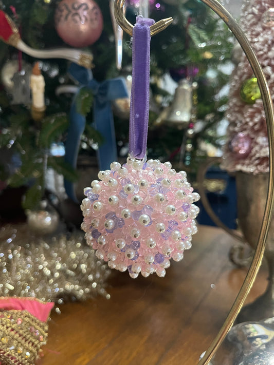 Pink and Lavender Vintage Push Pin Christmas Ornament