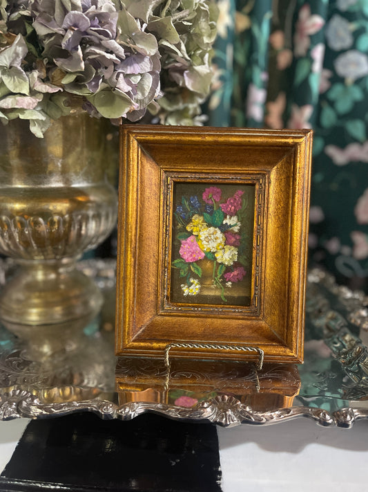 Vintage Floral Still Life, Gold Frame