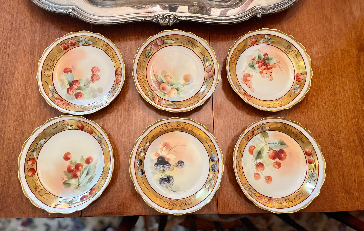 Antique Charles Ahrenfeldt Berry Bowls, Depose France, Set of Six