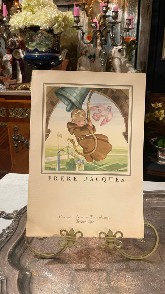 1956 French Line Illustrated Menu — Frère Jacques | Jean A. Mercier