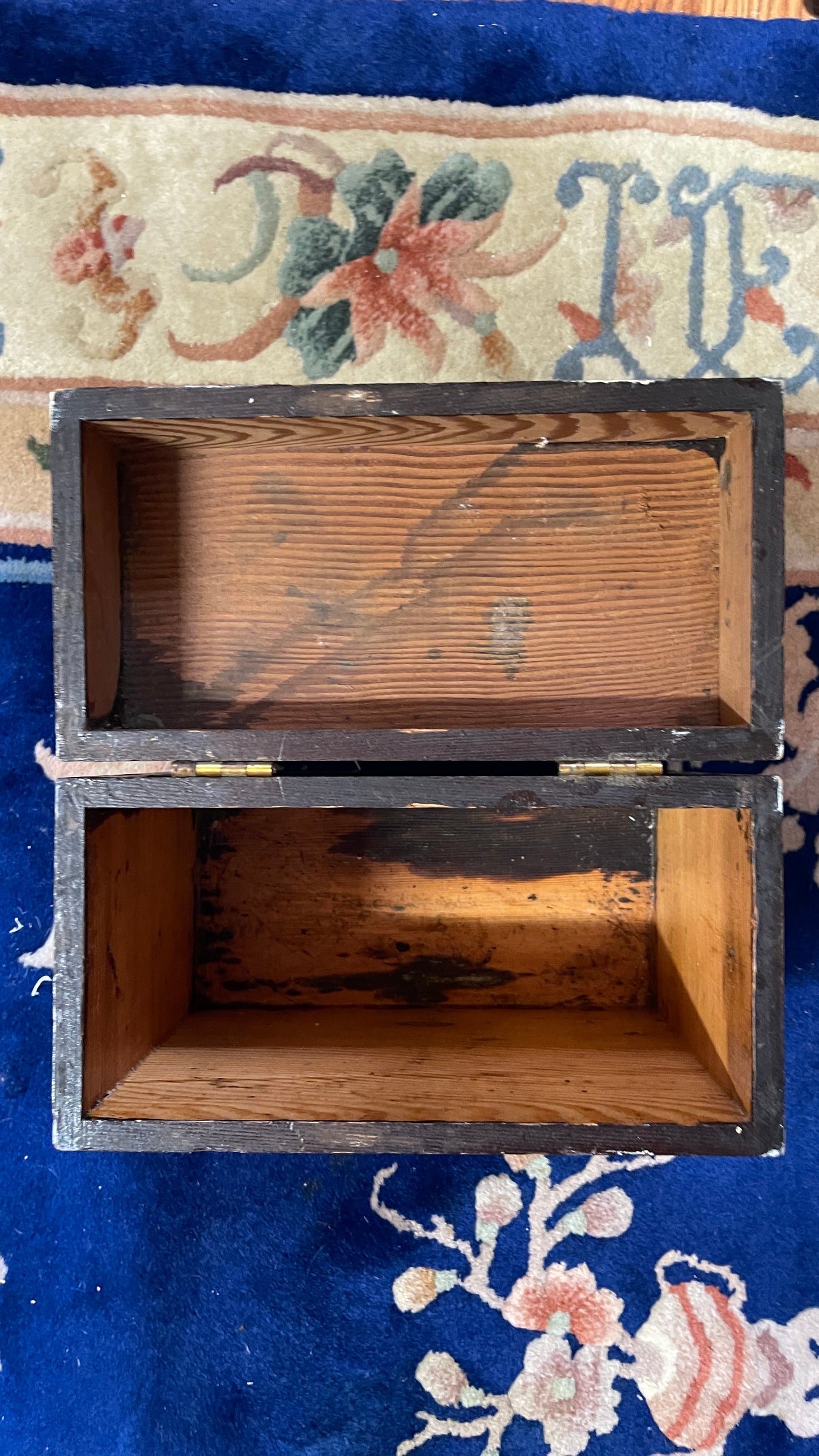 19th Century English Paint-Decorated Table Box with Topiaries, Georgian Townhouse Façade | English Folk Art Storage Box
