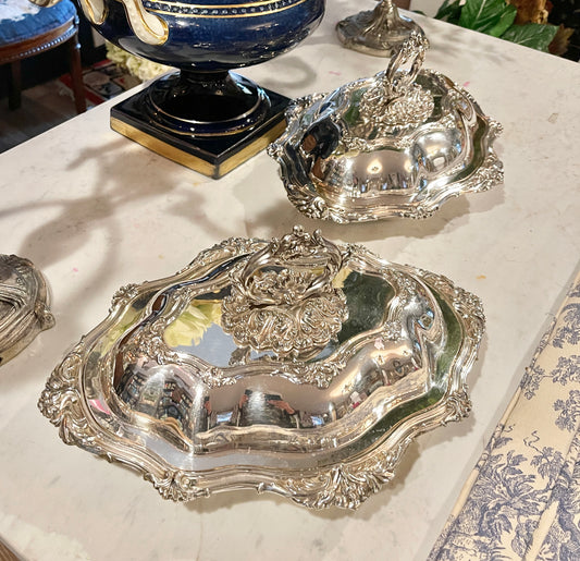 Victorian-Style Silverplate Convertible Entrée Dishes, Offered as Pair, Estate Sourced