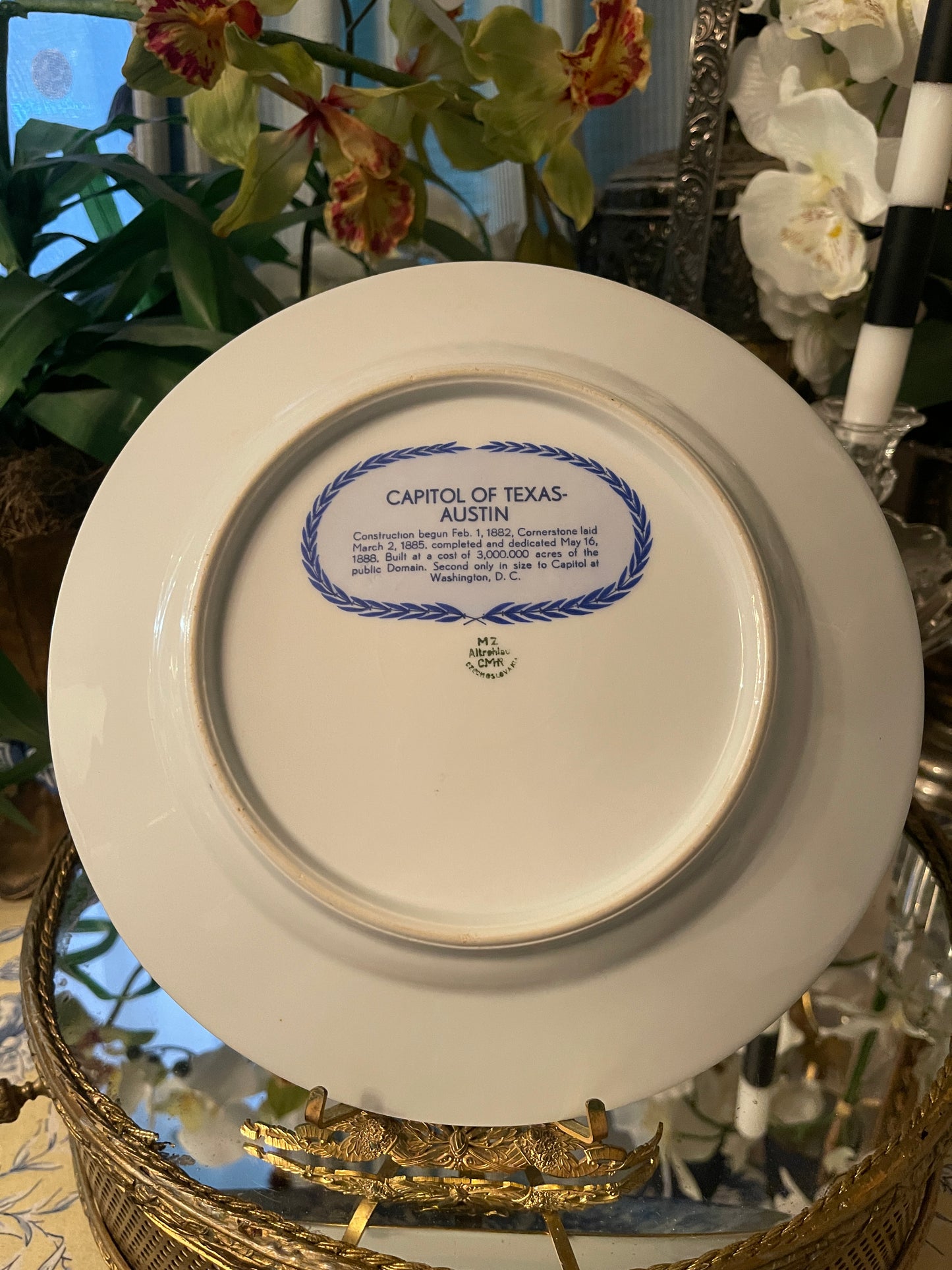 Rare Complete Set of Twelve (12) 1936 Texas Centennial Blue & White Porcelain Plates by Moritz Zdekauer – Museum-Quality Collection