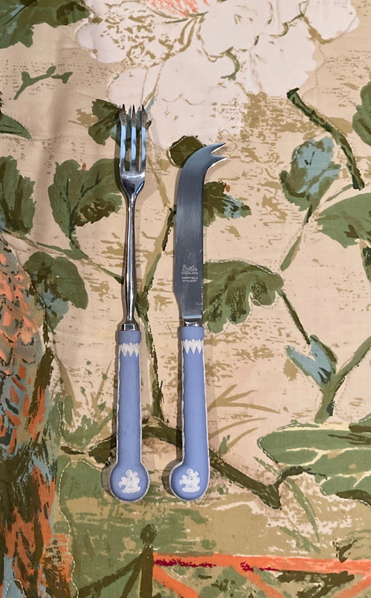 Wedgwood Jasperware Pickle Fork and Cheese Knife, Vintage