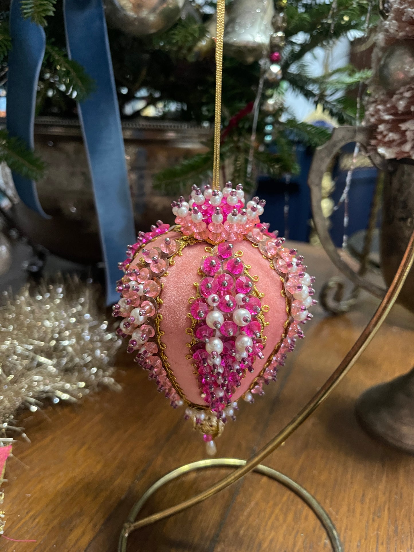 Vintage Pink Push Pin Christmas Ornament