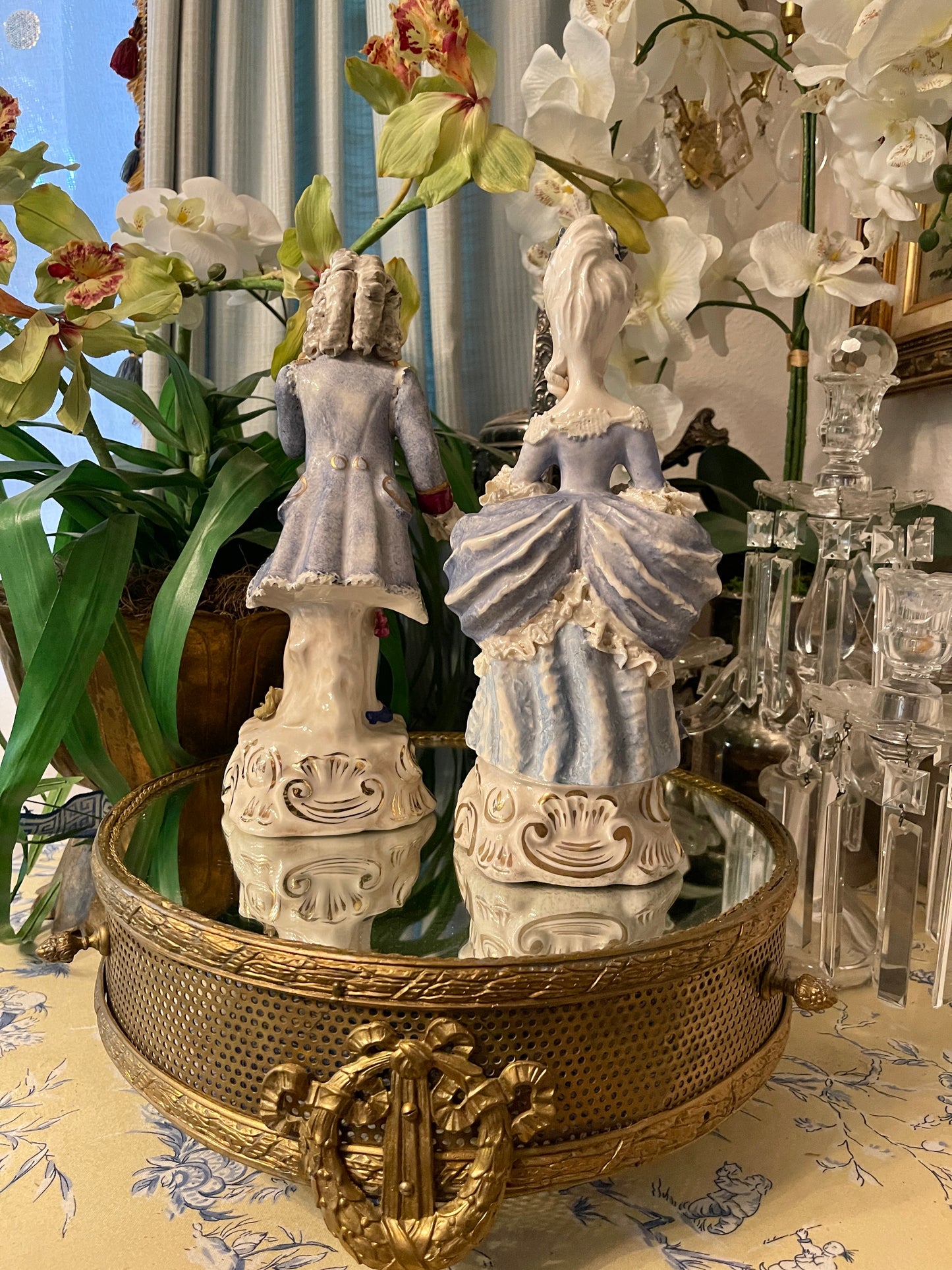 Vintage Cordey Louis XVI and Marie Antoinette–Inspired Rococo Statuette Pair | 11” |