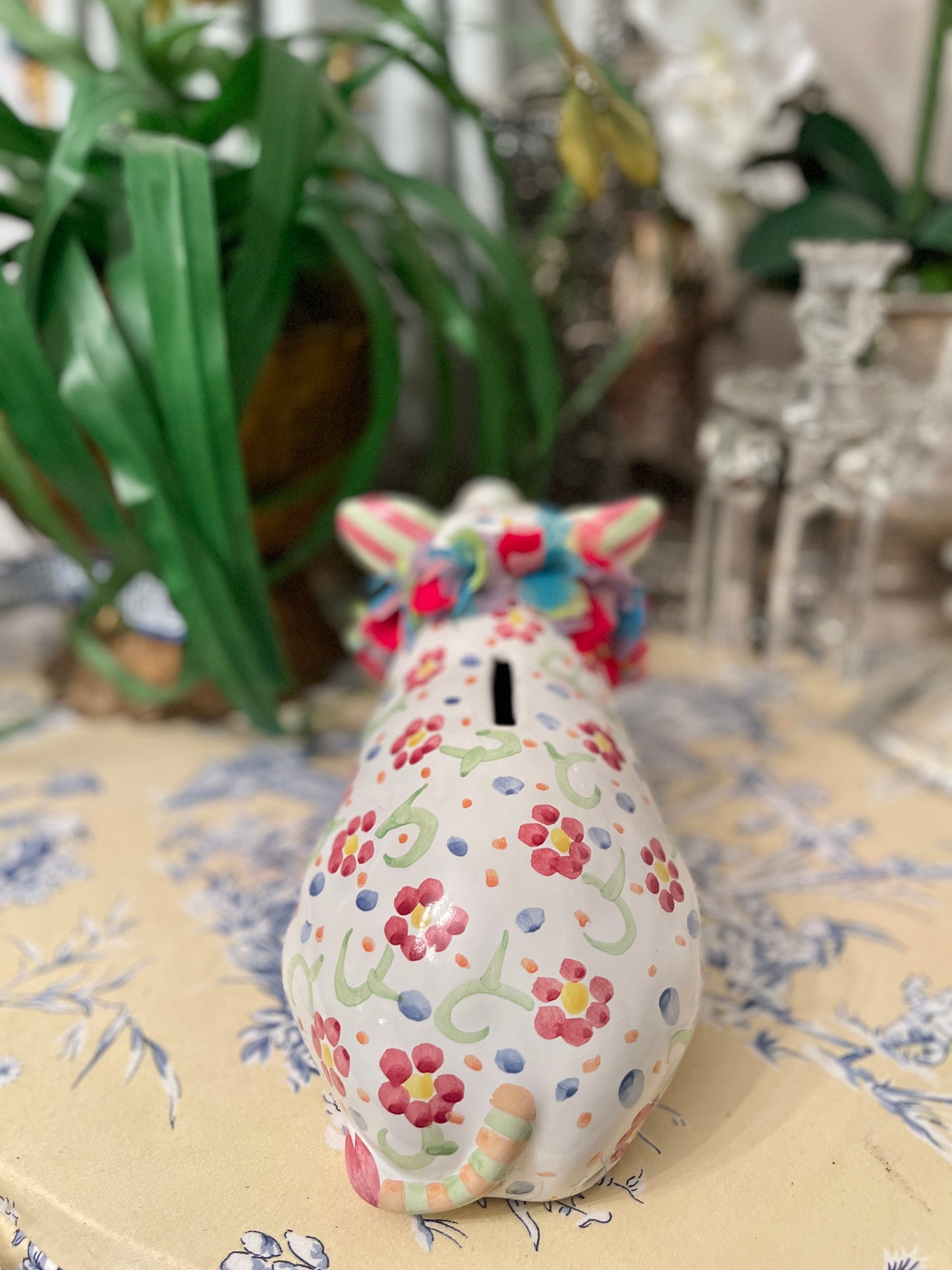 MacKenzie Childs Picadilly Piggy Bank, Whimsical Decor