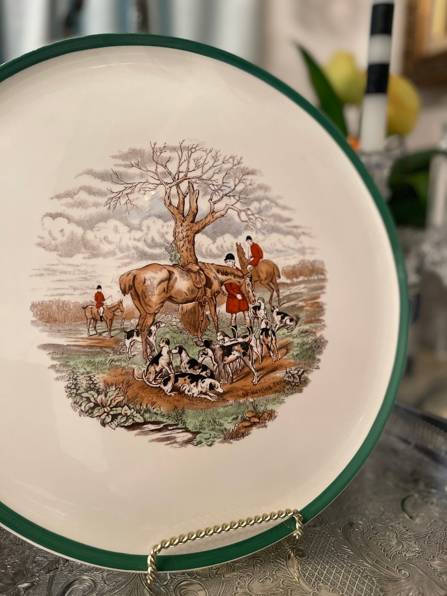 Spode ‘The Huntsman’ 12” Chop Plate, The Hunt Collection, Made in England, Equestrian Decor