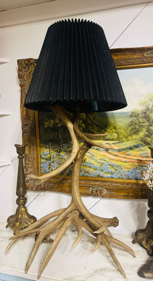 Large Antler Table Lamp, Authentic Deer Antlers