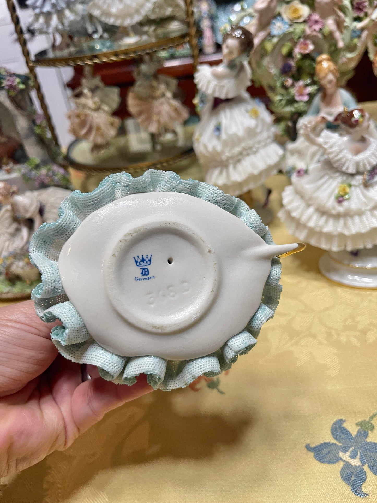 German Porcelain Dresden-Style Lace Dancer Figurine | Vintage European Porcelain 
Ballerina