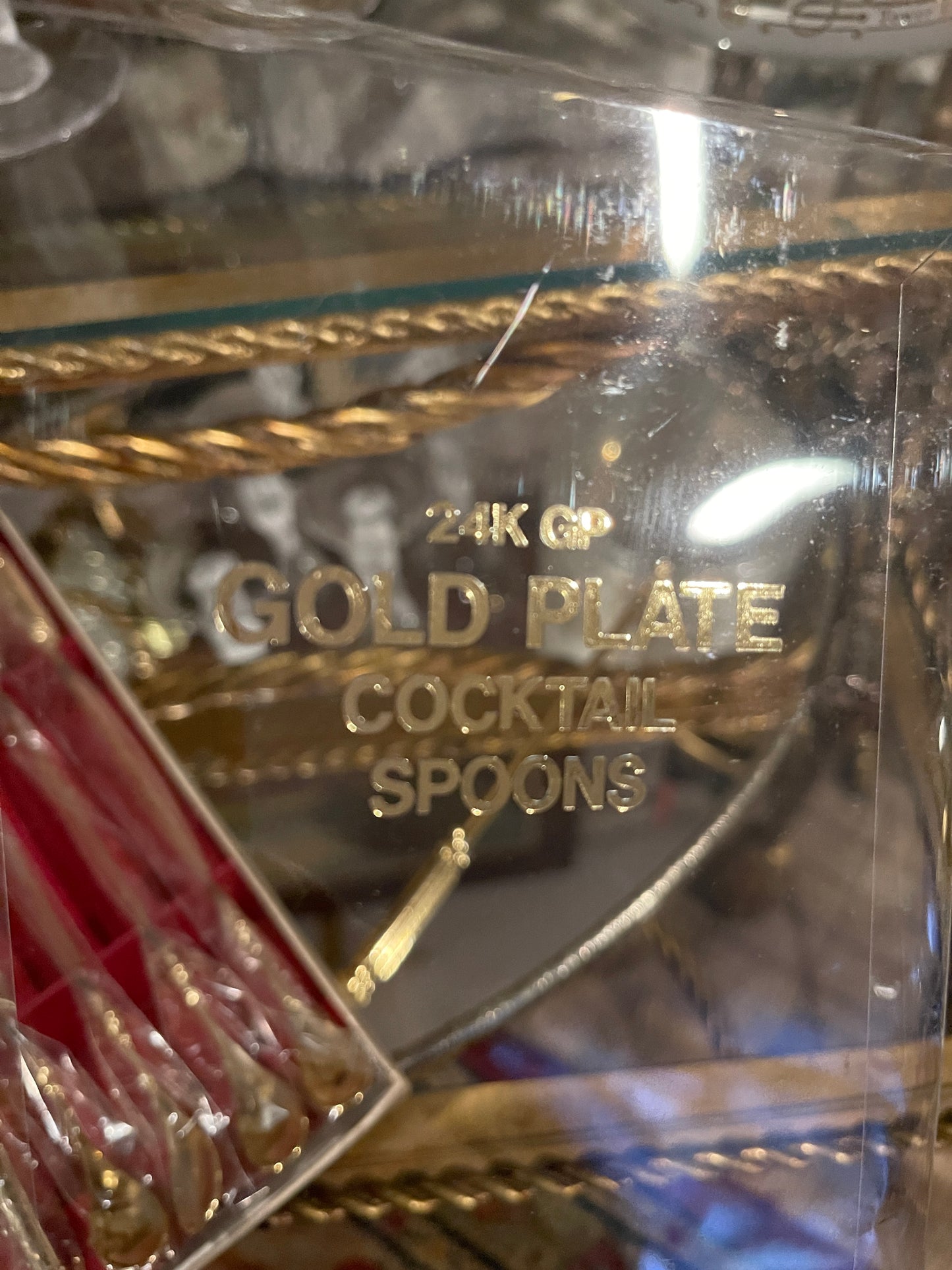 24kt Gold Plate Cocktail Spoons, Original Box