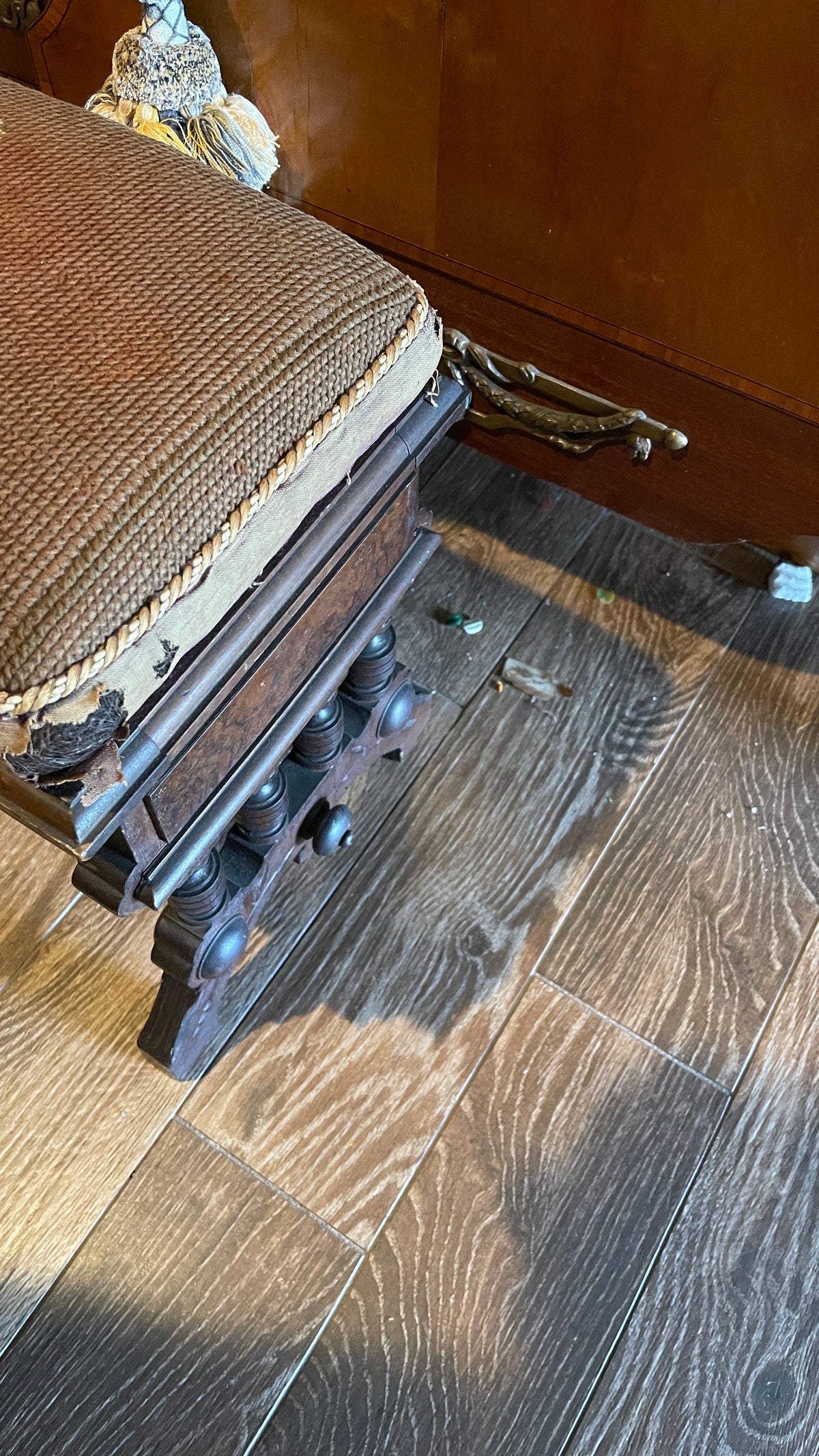 Antique Eastlake-Style Dog Needlepoint Storage Bench