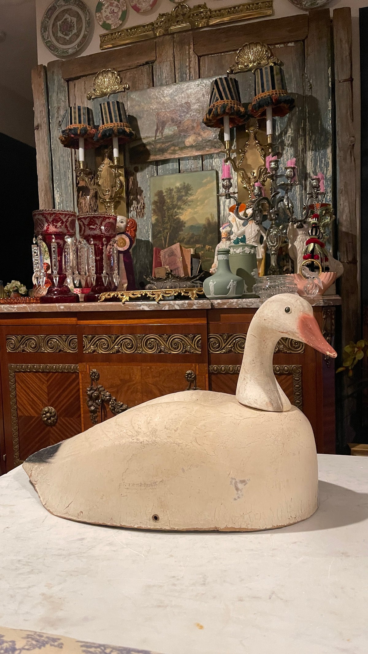Quite the Goose — Vintage Hand-Painted Goose Decoy | 12” H × 17” L × 10” D