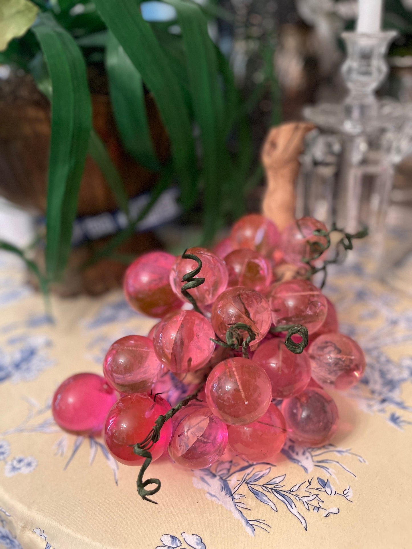 Pink Lucite Grapes, Vintage Decor