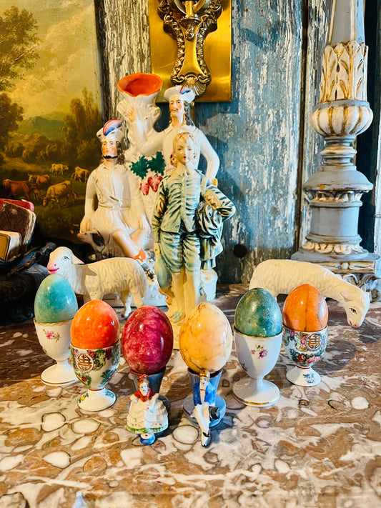 Italian Alabaster Eggs, Set of Six, Round Top Find
