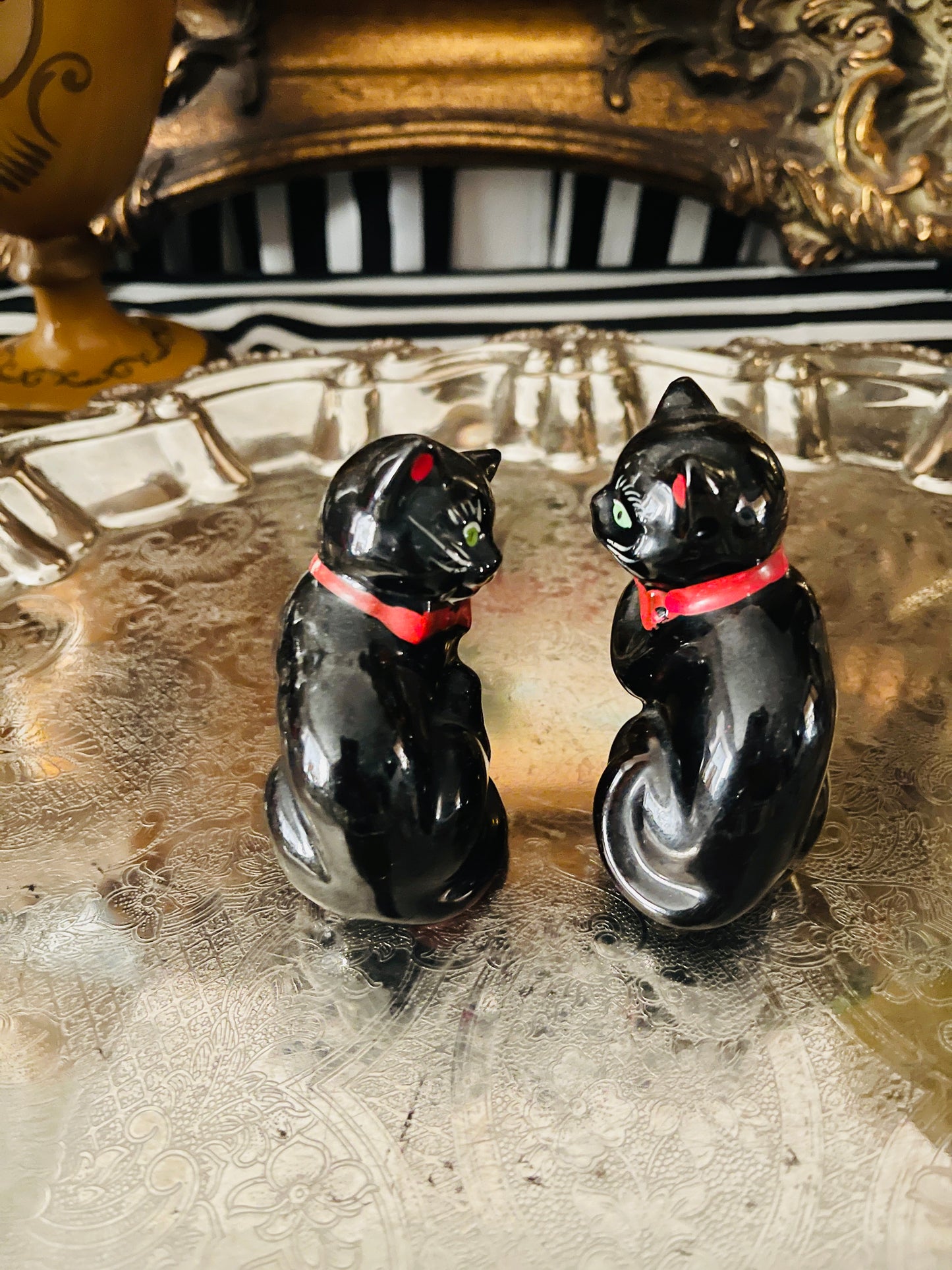 Vintage Shafford Black Cat Figurines