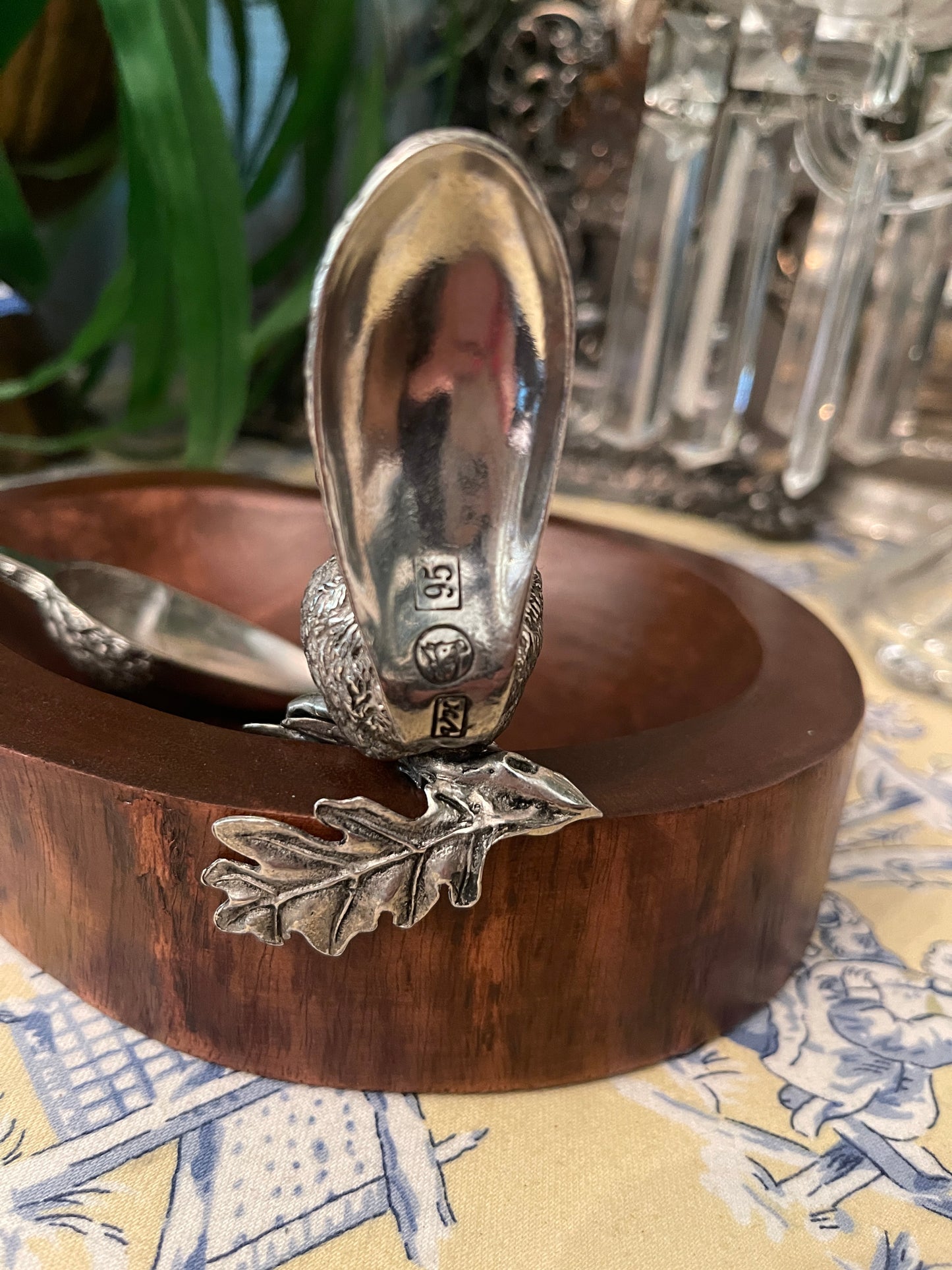 Vagabond House Standing Squirrel Nut Bowl with Pewter Acorn Scoop