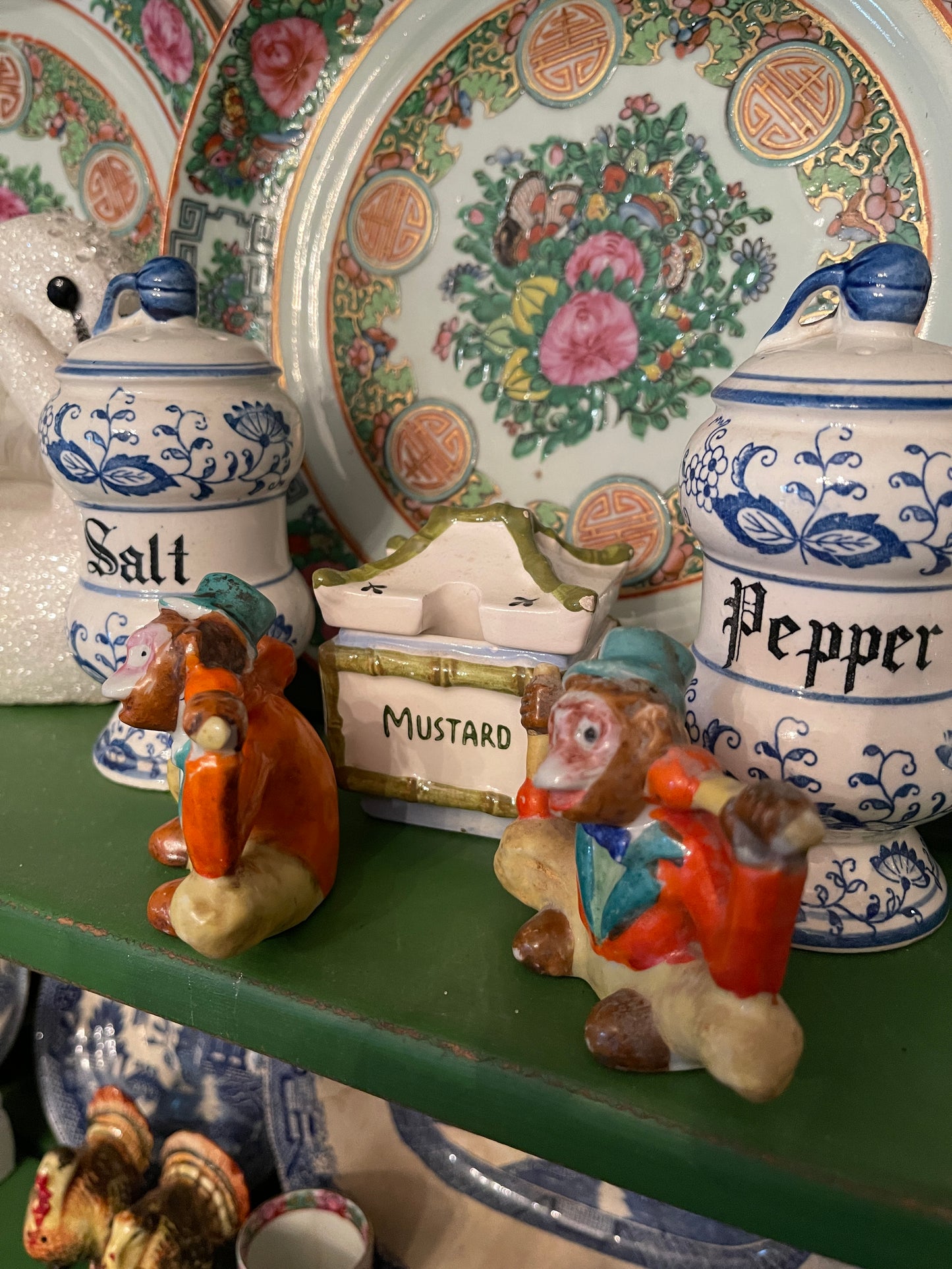 Vintage Monkey Salt and Pepper Shakers, Vibrantly Dressed with Bow Ties and Top Hats, Made in Japan