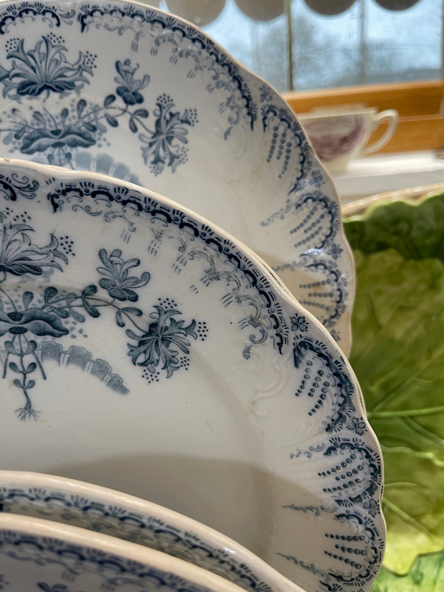 Antique French Blue & White Faience Dinner Plate – St. Amand et Hamage “Régence” c.1900