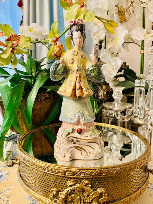 Vintage Cordey Chinoiserie Porcelain Statuette | Whimsical Mid-Century Cordey Porcelain | Hand-Painted |