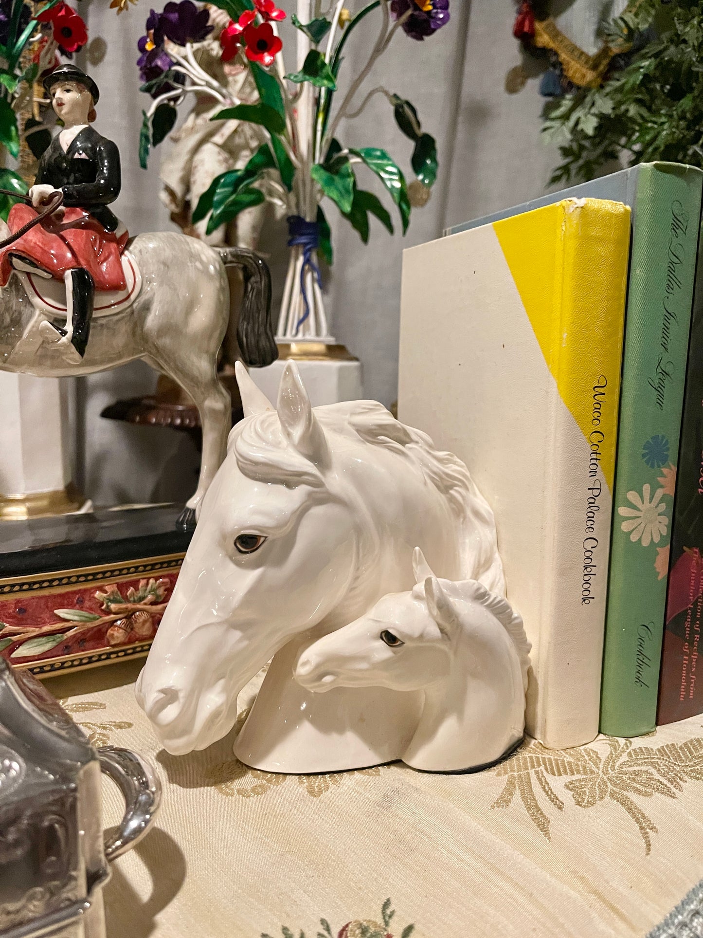 Vintage Horse Bookends, Hand Painted, Mare and Foal