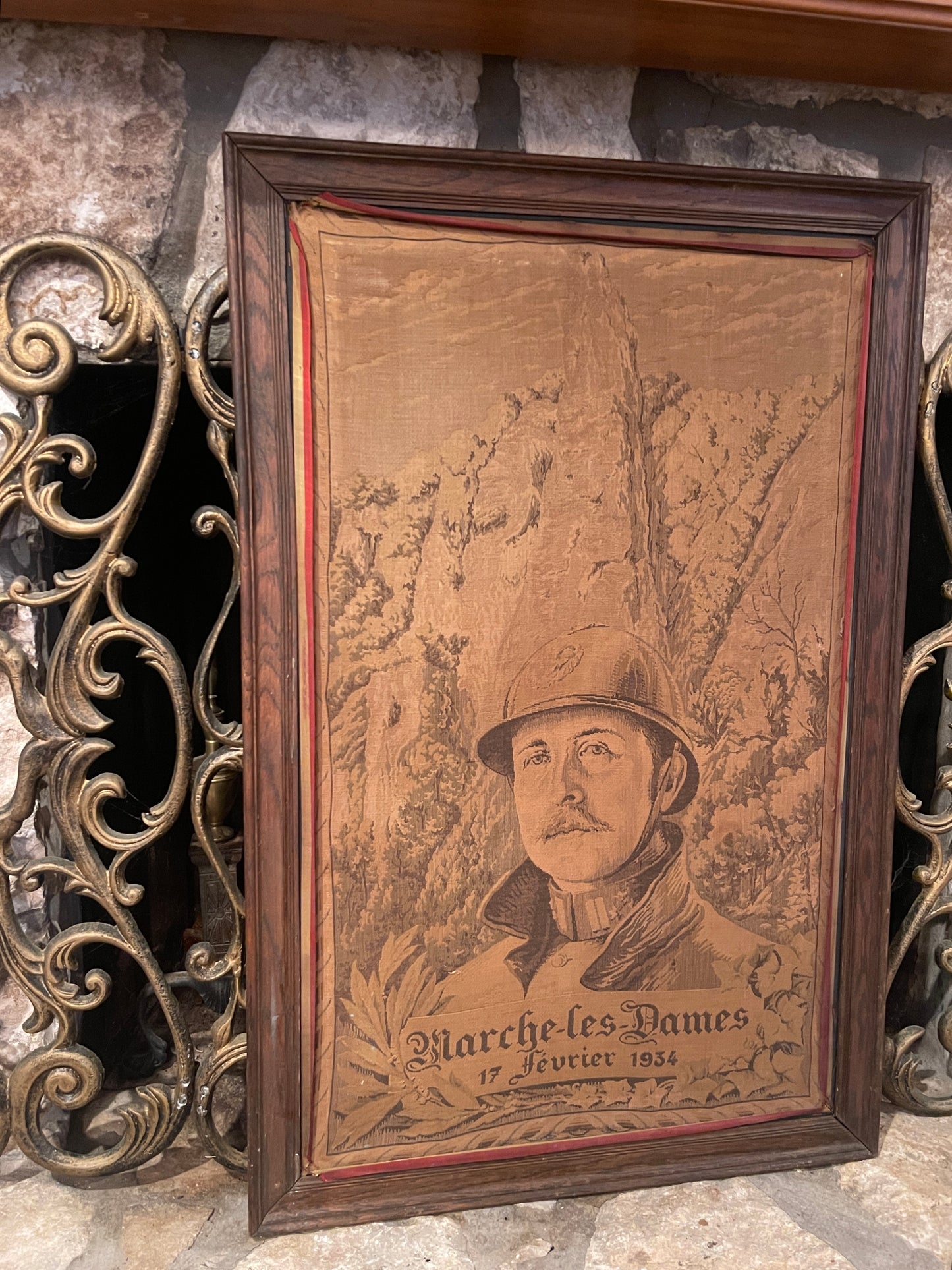 1934 “Marche-les-Dames” Memorial Tapestry, Tribute to King Albert I of Belgium, Round Top Find