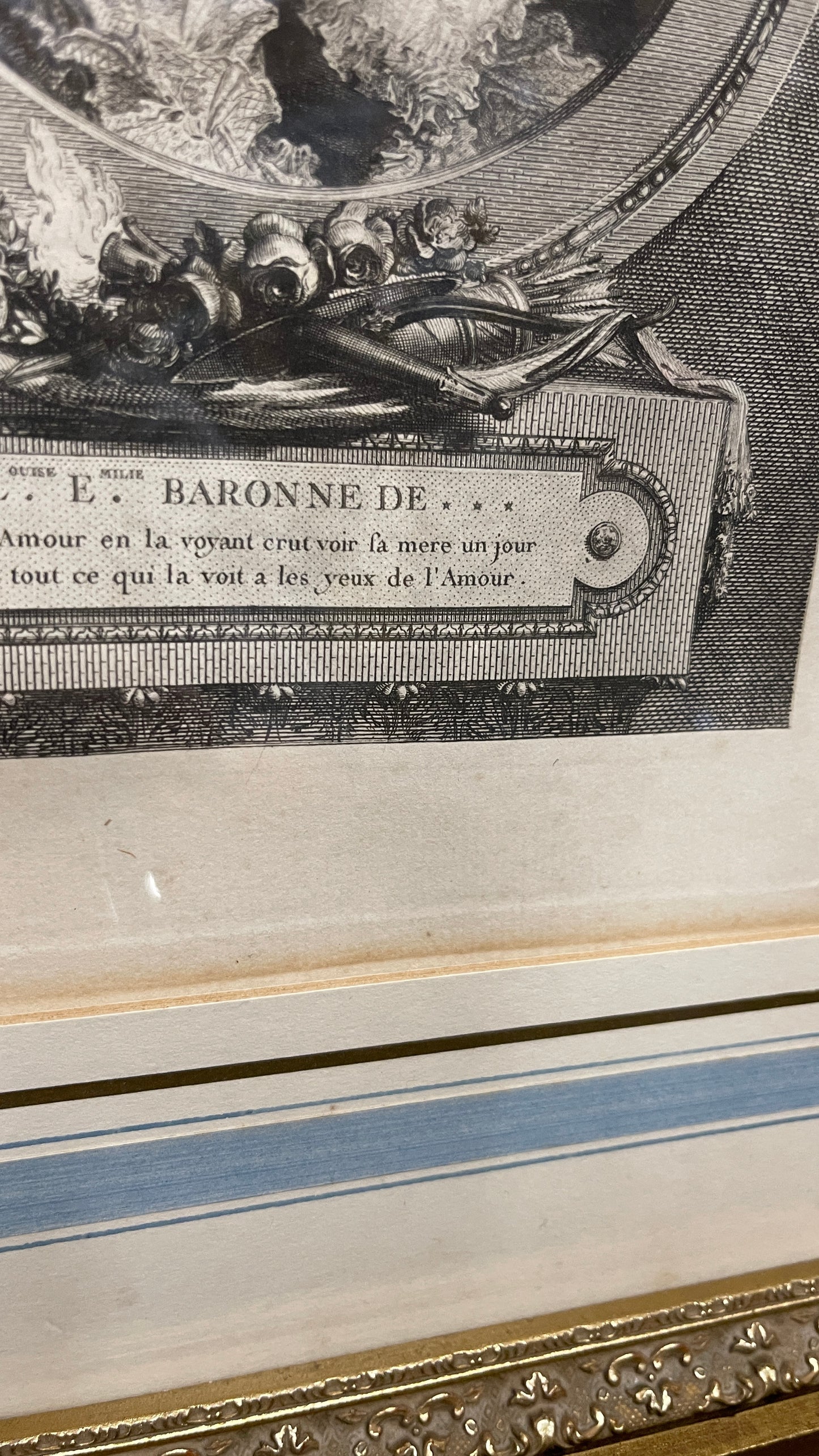 18th-Century French Portrait Engraving, Louise Émilie Baronne de *** by Augustin de Saint-Aubin, 1779