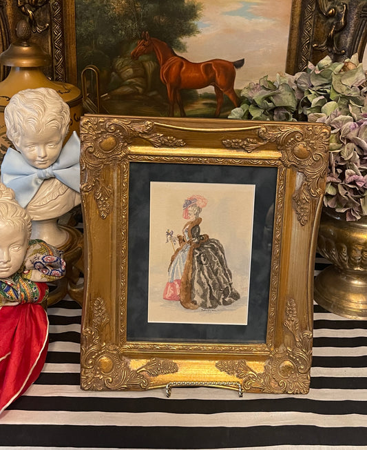 Vintage Watercolor of a French Madame by Esther Wynn