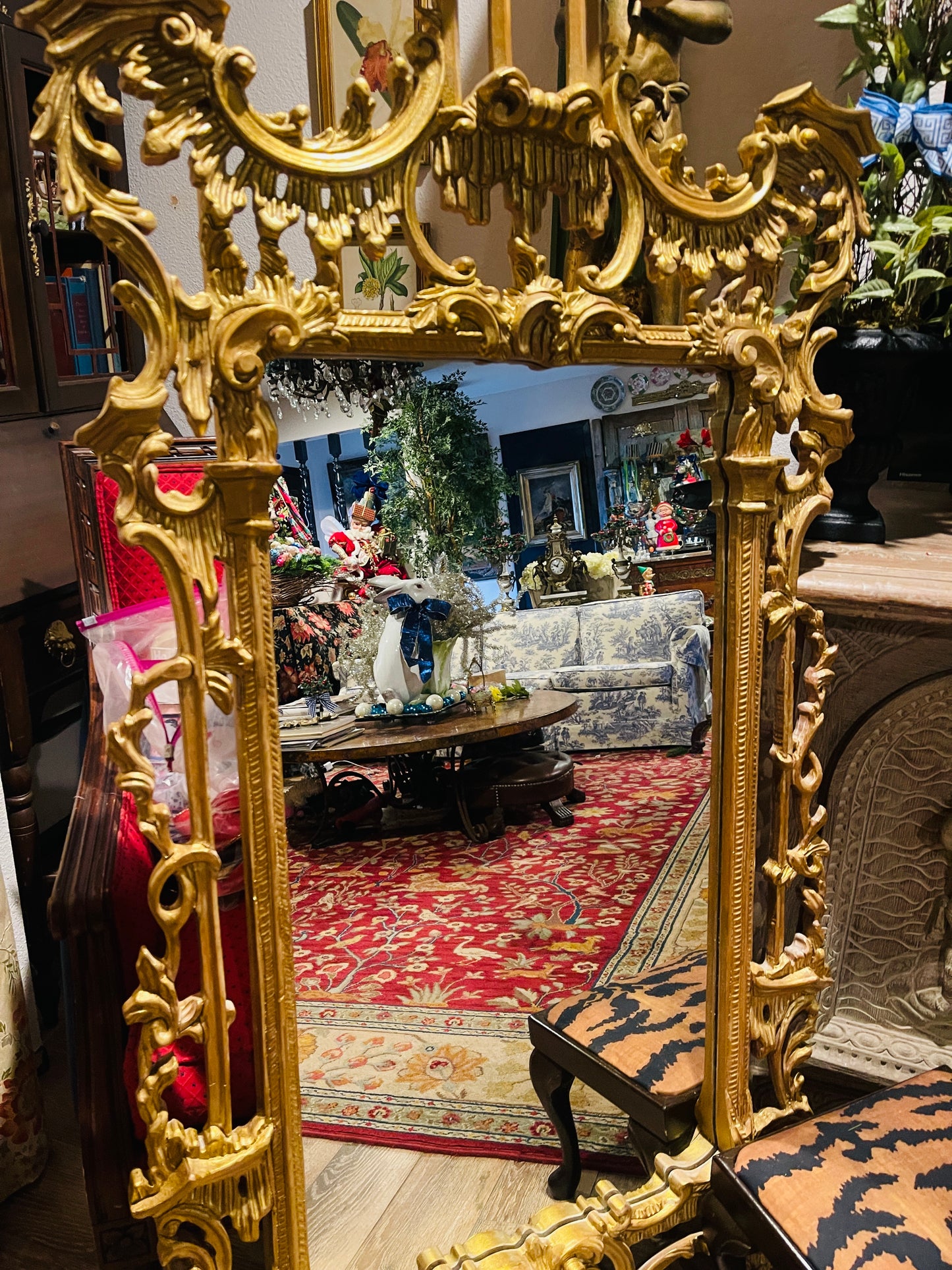 Vintage Chinese Chippendale Pagoda Mirror, Hollywood Regency • Palm Beach • Grandmillennial Style
