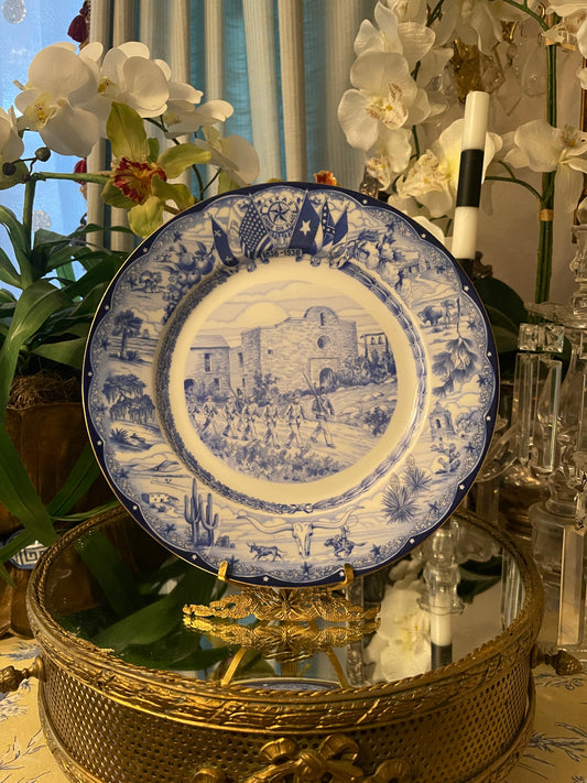 Rare Complete Set of Twelve (12) 1936 Texas Centennial Blue & White Porcelain Plates by Moritz Zdekauer – Museum-Quality Collection