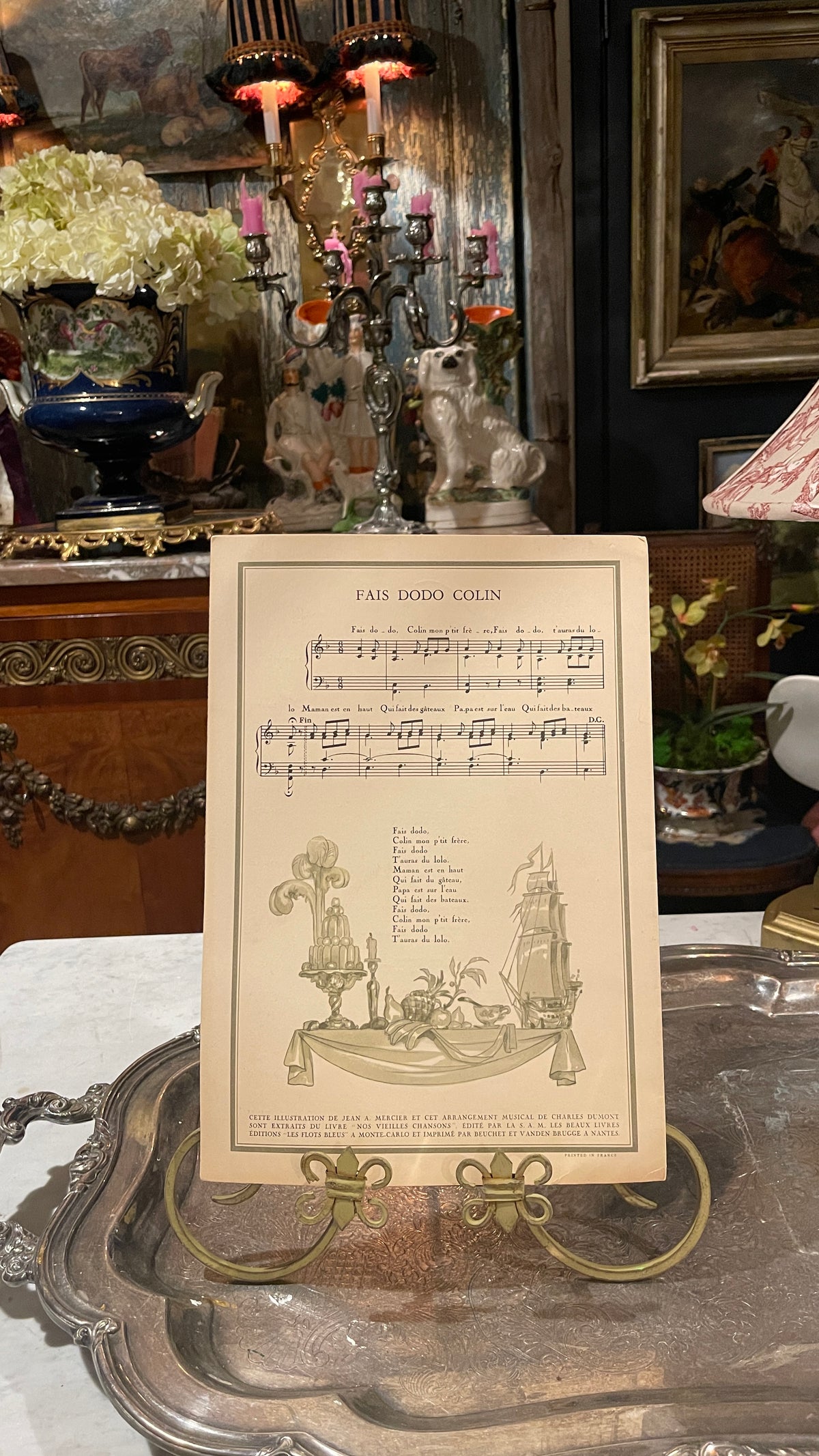 1956 French Line Illustrated Menu — Fais Dodo Colin | Jean A. Mercier