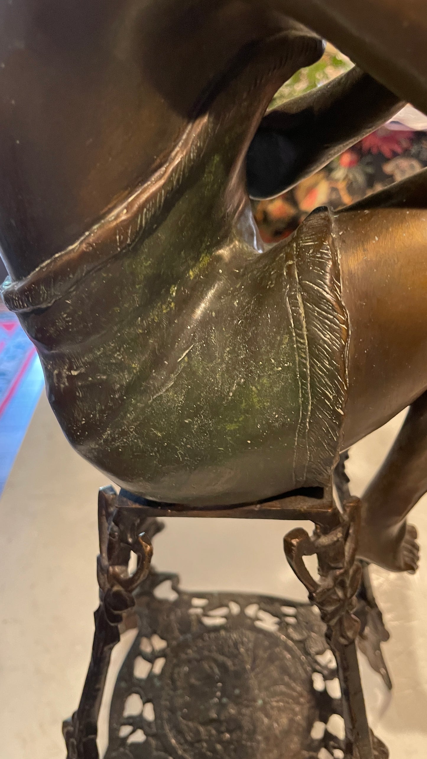 Monumental Bronze Parisienne Seated Art Deco Figural Sculpture with Champagne Coupe, Estate Sourced