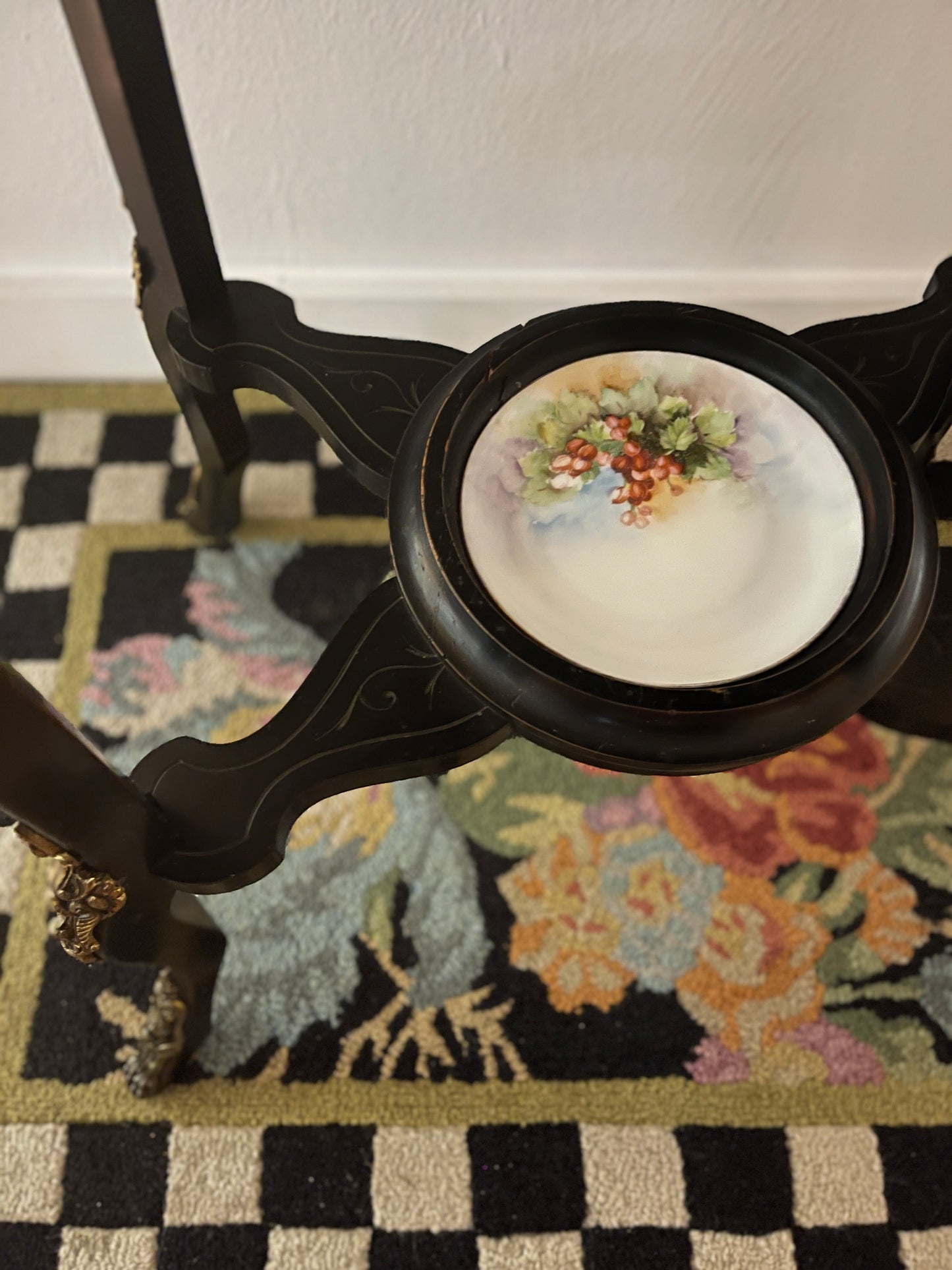 19th Century French Napoleon III Planter Table, Ebonized with Gilt Bronze