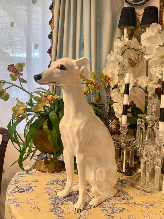 LARGE Italian Greyhound /Whippet, Hand Painted Porcelain
