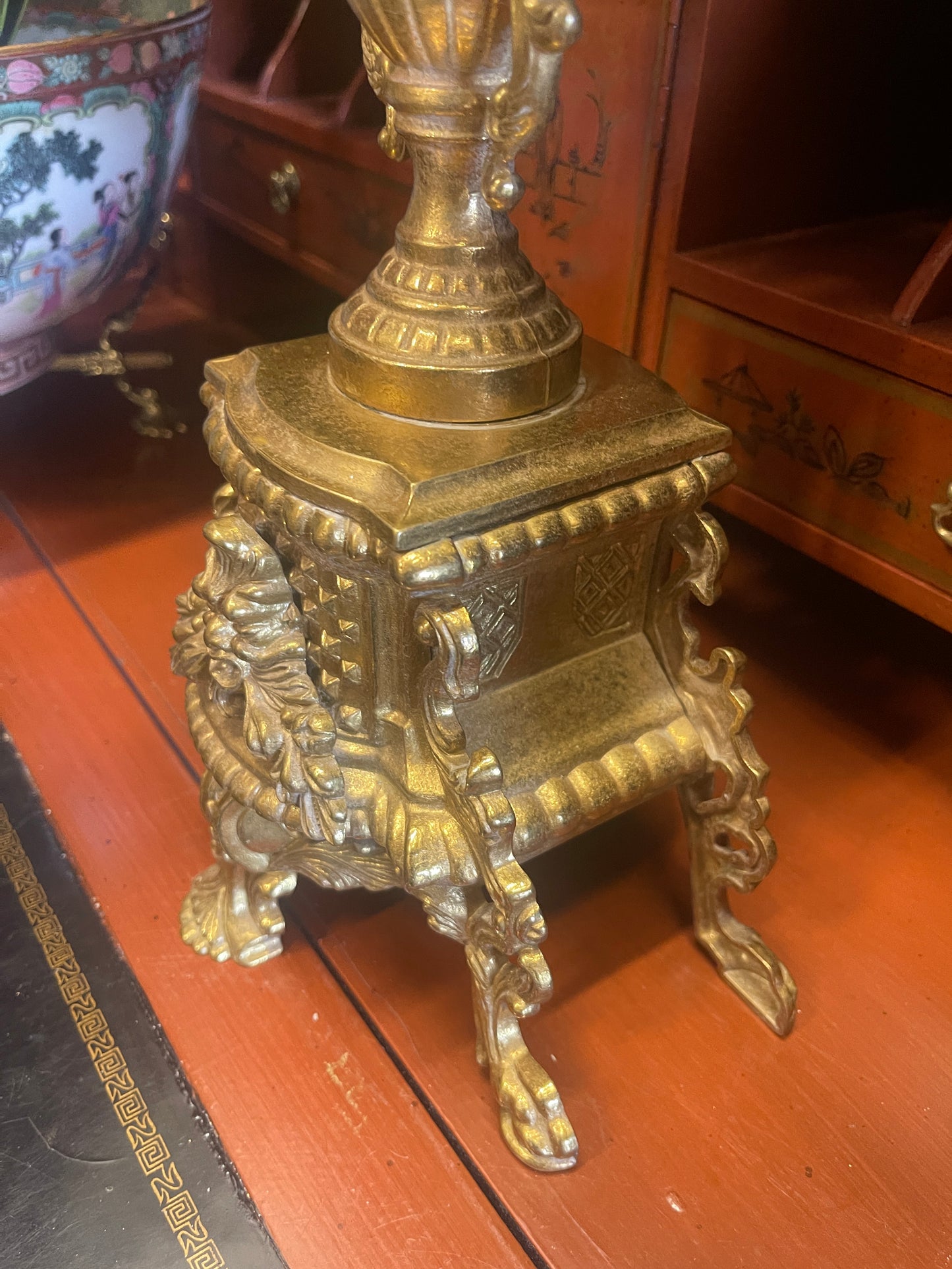 Large Six Light Brass Ormolu Baroque Candelabra, Vintage