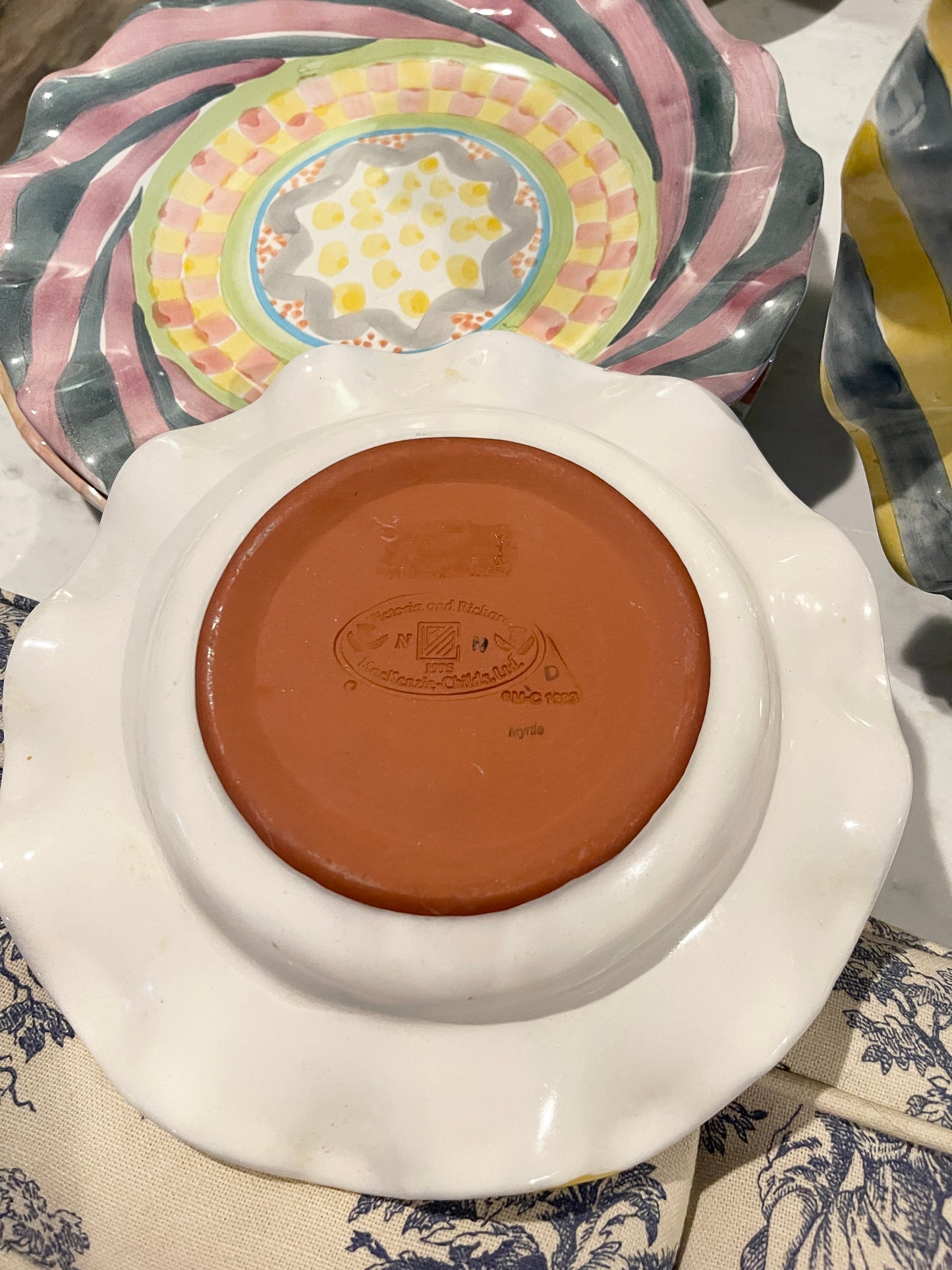 Myrtle Pattern Bowl, Vintage MacKenzie Childs, Glazed Terracotta