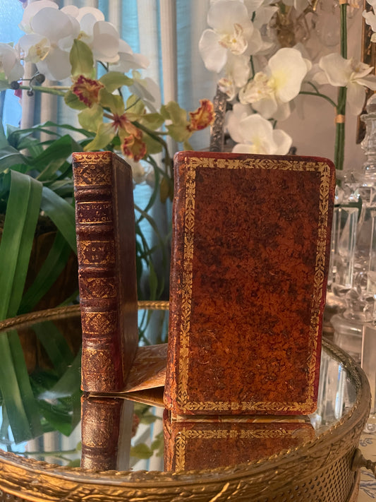 Vintage French Bookend Set – Old-World Gilt Leather Style, European Library Charm