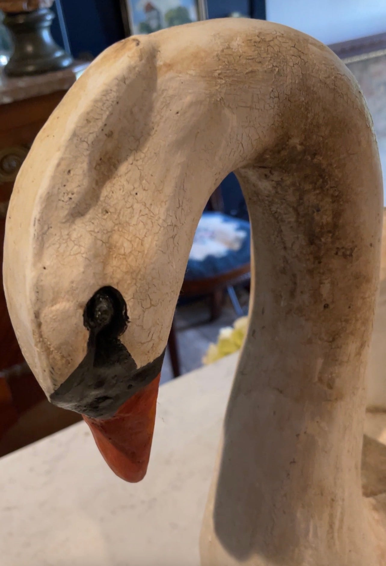 Vintage Estate Cement Swan Garden Sculpture | Weathered Planter | English Garden Style