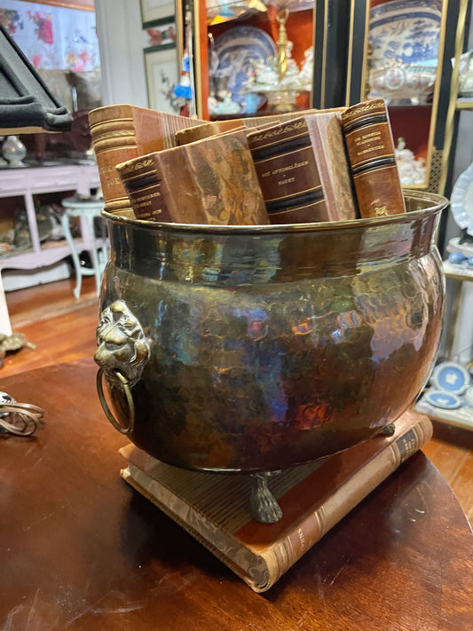 Brass Empire Vessel with Lions Heads and Paw Feet