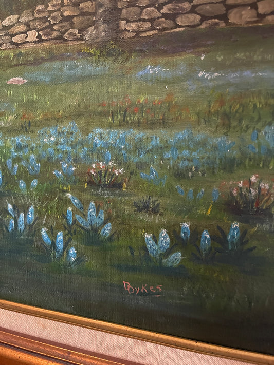 Texas Hill Country Bluebonnet Painting, Large Oil on Canvas, Artist Signed