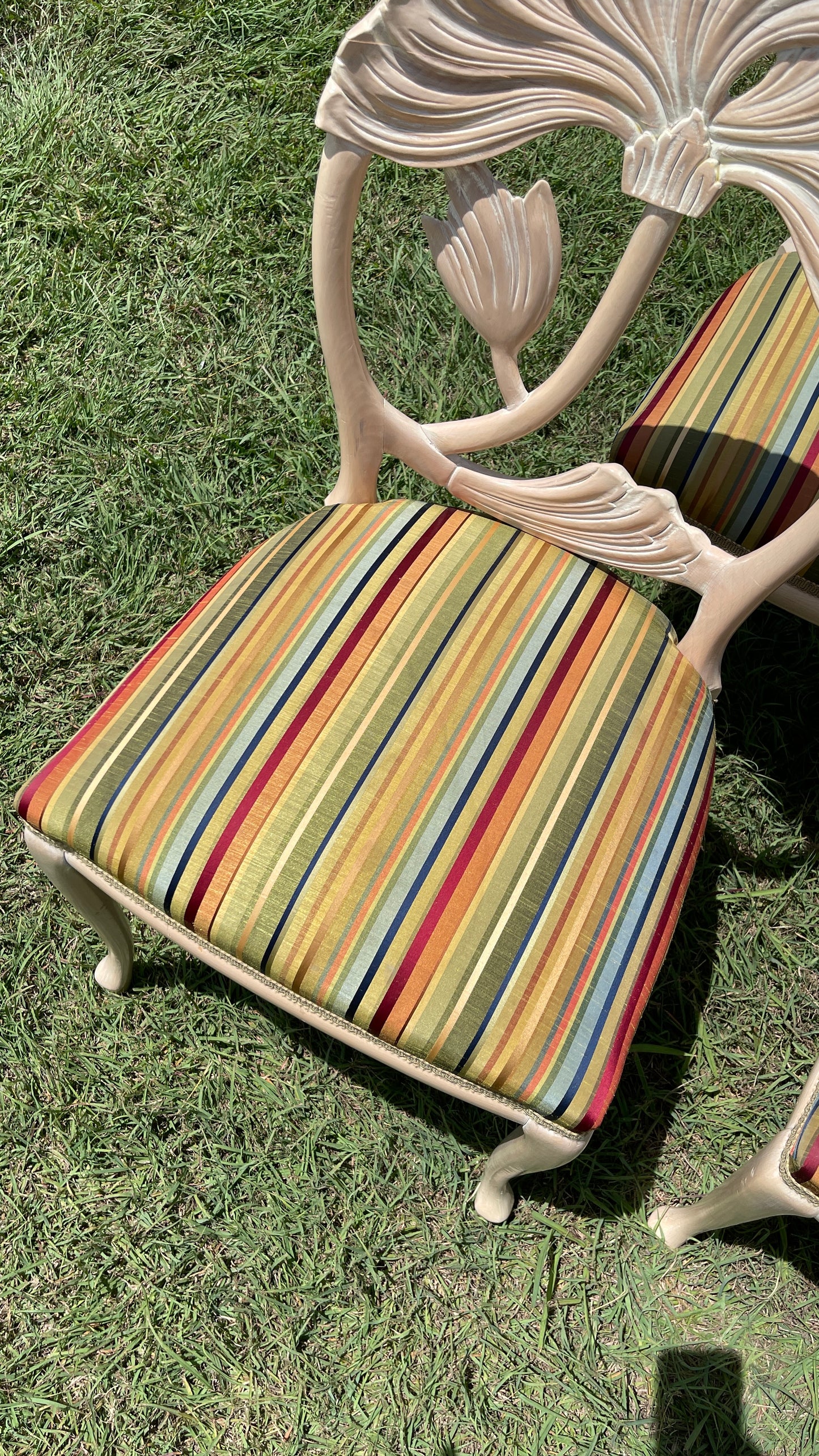 Vintage Italian Lotus Dining Chairs in the Manner of Phyllis Morris | Set of Four | Palm Beach Chic | Hollywood Regency