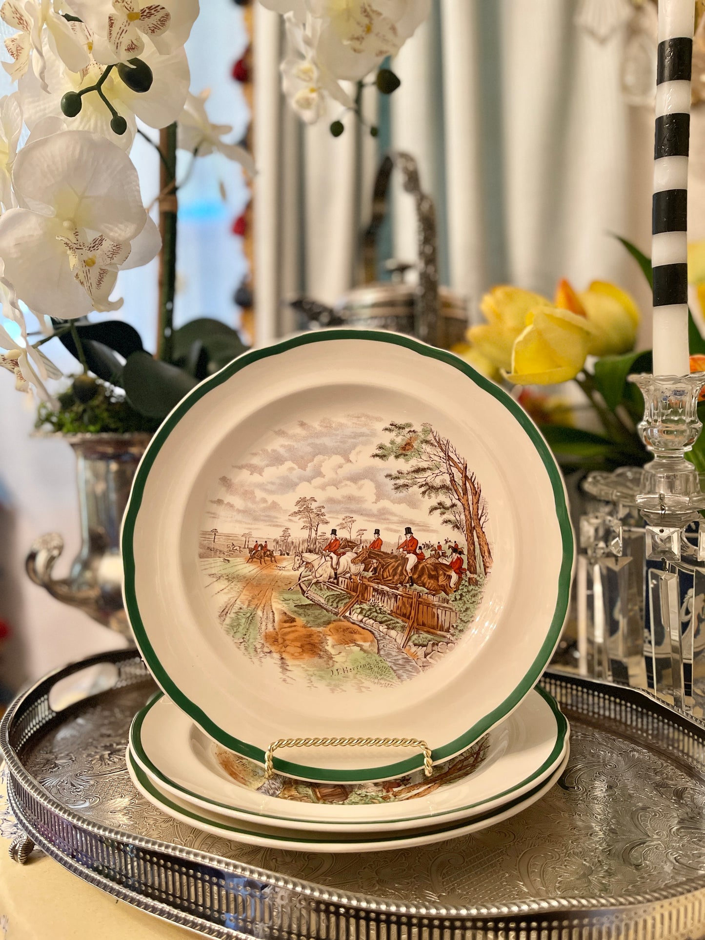 Vintage Spode Herring Hunt ‘Full Cry’ Dinner Plate, The Hunt Collection, Made in England