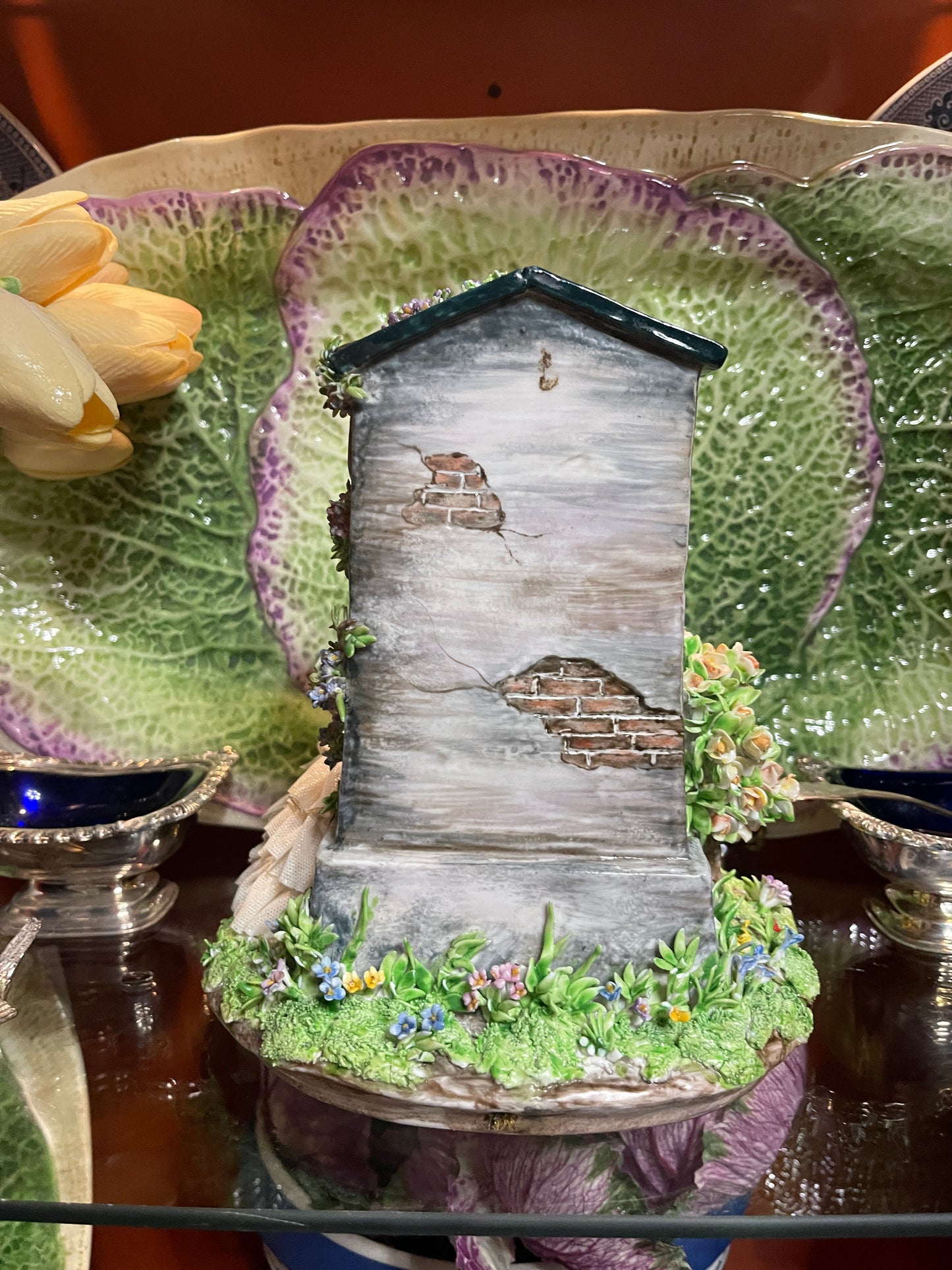 Luigi Fabris (Fabris Italy) Porcelain Lace Lady Figurine | Romantic Italian Figural Scene | Applied Flowers