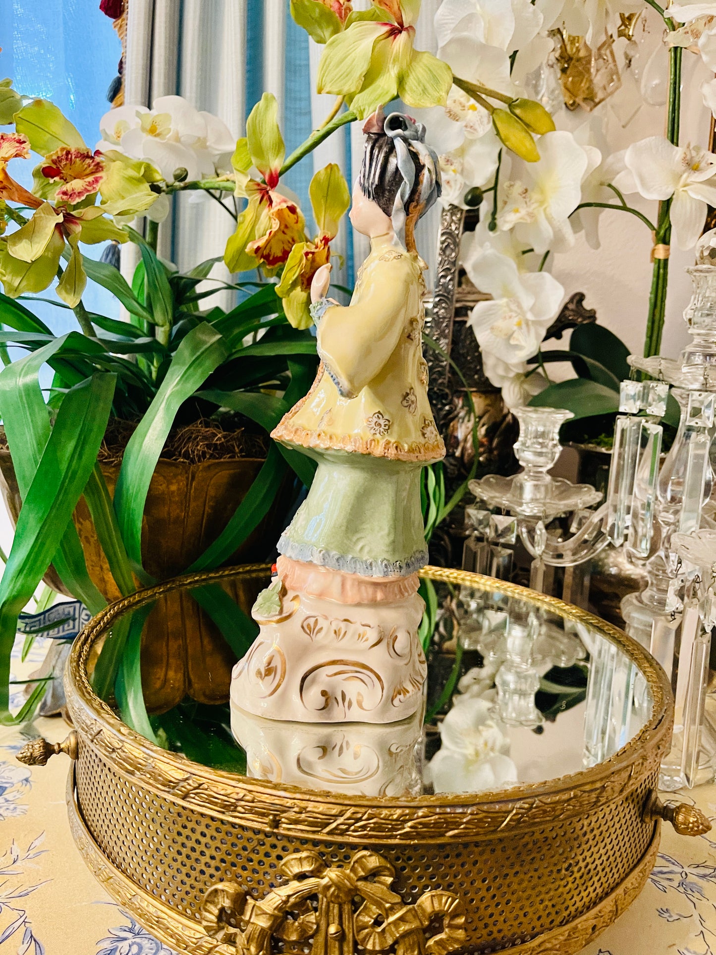 Vintage Cordey Chinoiserie Porcelain Statuette | Whimsical Mid-Century Cordey Porcelain | Hand-Painted |
